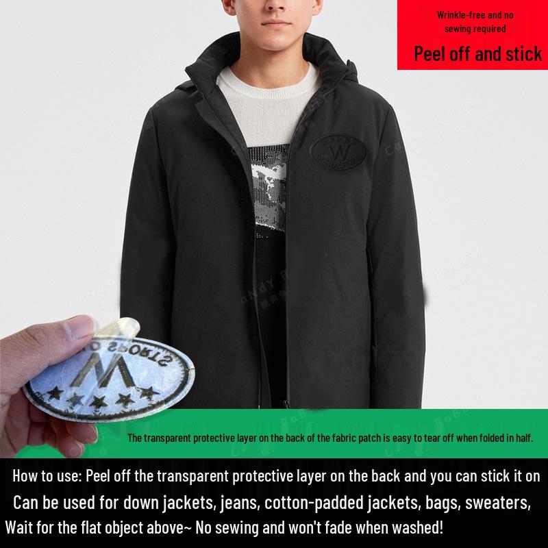 Self-Adhesive Oval Patch with English Letter Embroidery for Jacket and Clothing Repair or Decoration