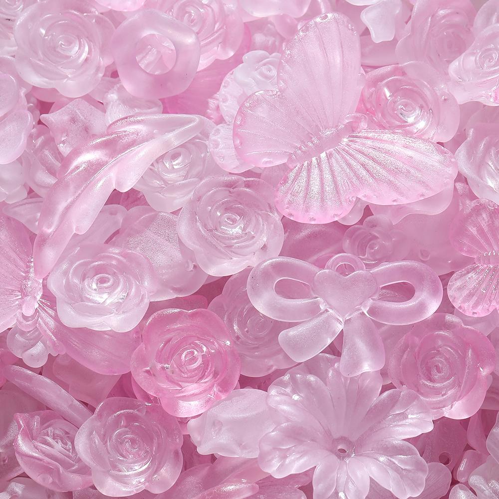 20g/Lotto Perline Miste Foglie Fiori Farfalla Perline Distanziatrici Acriliche per Creazione Gioielli Braccialetti Fai da Te Accessori Forniture