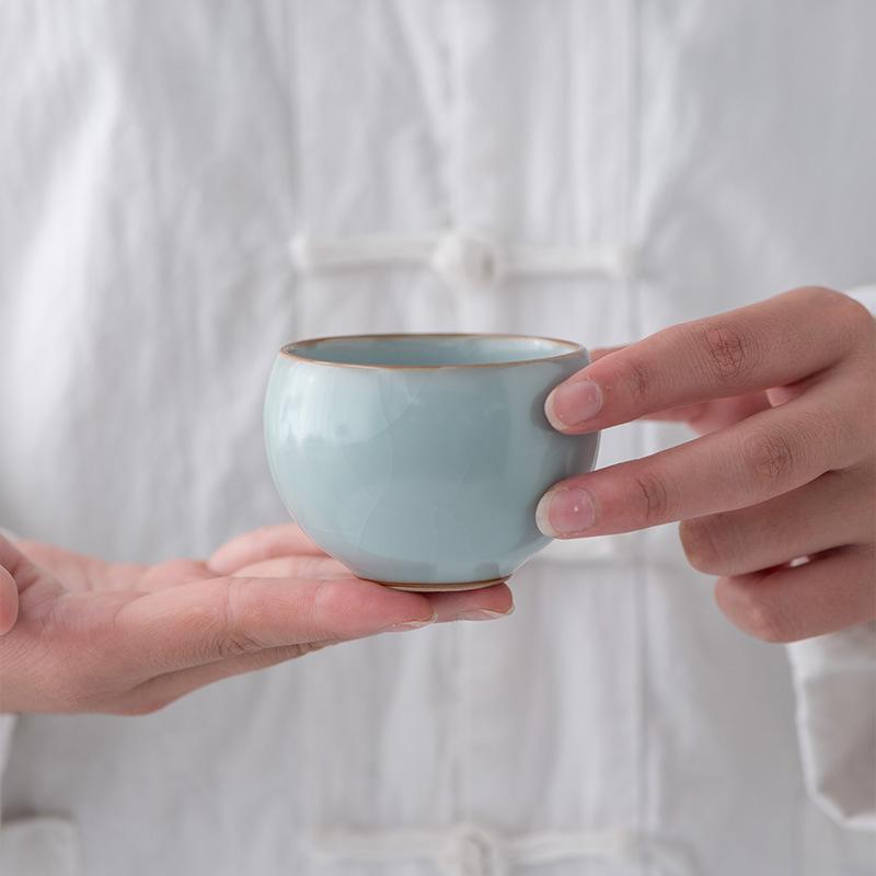 Tianqing Ru Kiln Cup Master Cup Handmade High-end Teacup Master Famous High-end Cup Kung Fu Tea Set