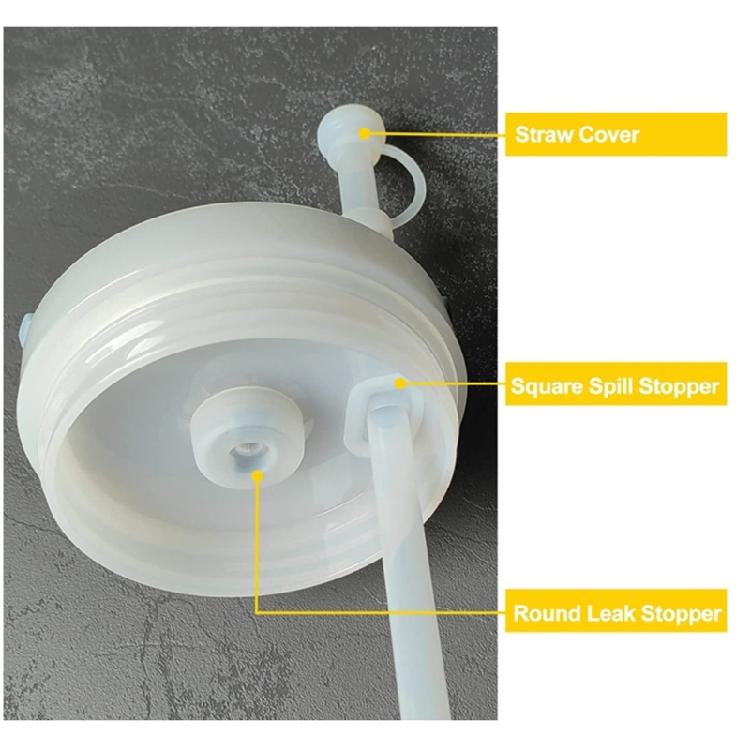 6Pcs Straw Cover Cap Square Leak-Stopper Round Lid-Stopper Plug Silicone-Stopper