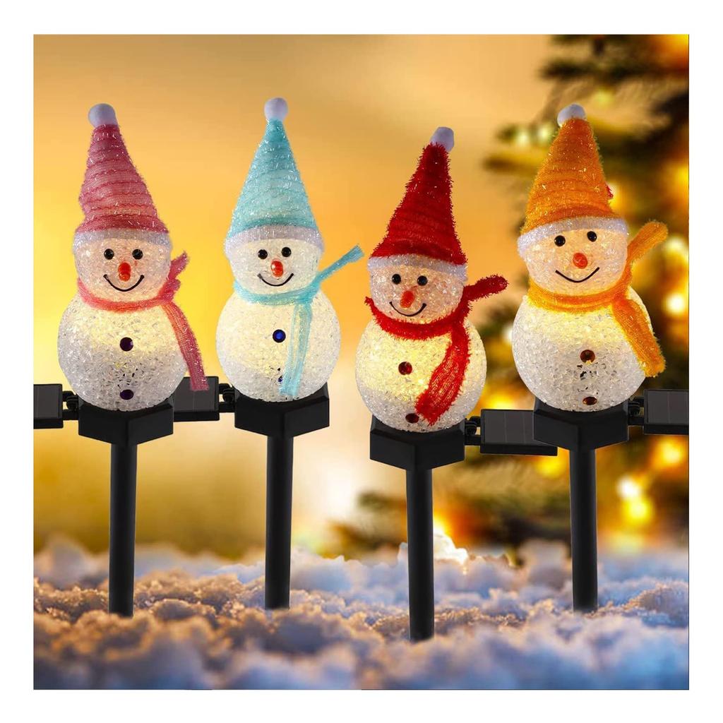 Solar Snowman Garden Light, Christmas Ornament, Outdoor Solar Light, Rechargeable Solar Powered, Waterproof, Christmas Decorative Light, Automatic