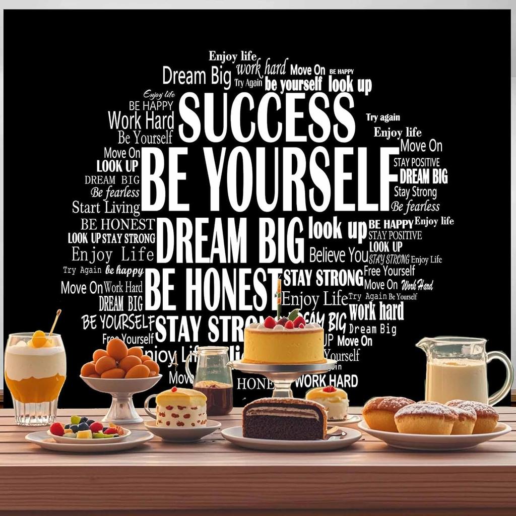 Inspirational Photo Backdrop Positive Affirmations Wall Tapestry Motivational Photography Background Black and White The