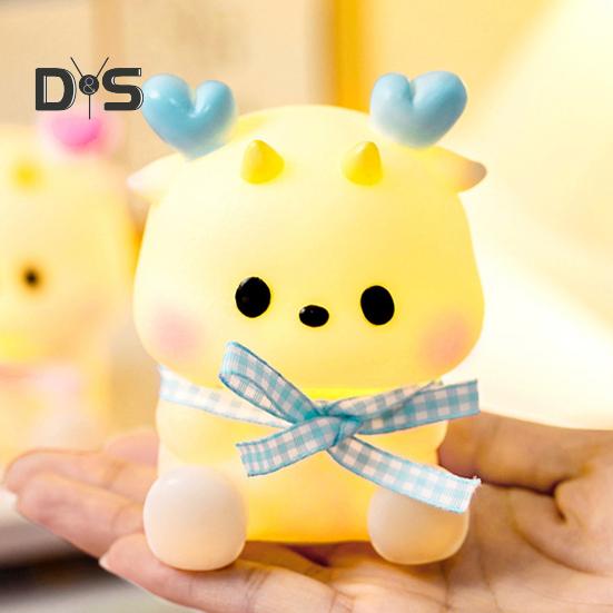 Bjørn Nattlys Søt silikonlampe myk glød flimmerfri batteridrevet tegneserie LED nattbordslampe Romdekorasjon