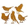 Retro Rusted Iron Garden Ornament: Four Little Birds Silhouette