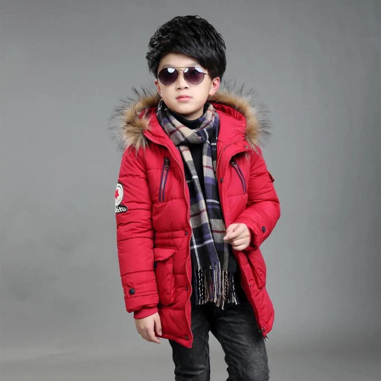 

Зимняя хлопковая куртка для мальчиков большого размера, подростковая толстая теплая куртка для мальчиков, тяжелая длинная верхняя одежда с капюшоном для мальчиков, детская ветровка, пальто 140cm красный