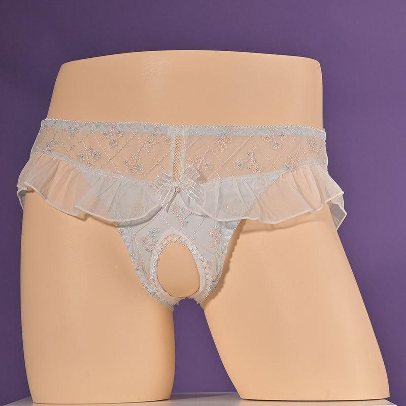 Japanese Lolita Anime Panties For Men Women Sexy Lace Crotchless Briefs Girly Maid Cosplay Lingerie Crossdress Sissy Underpant