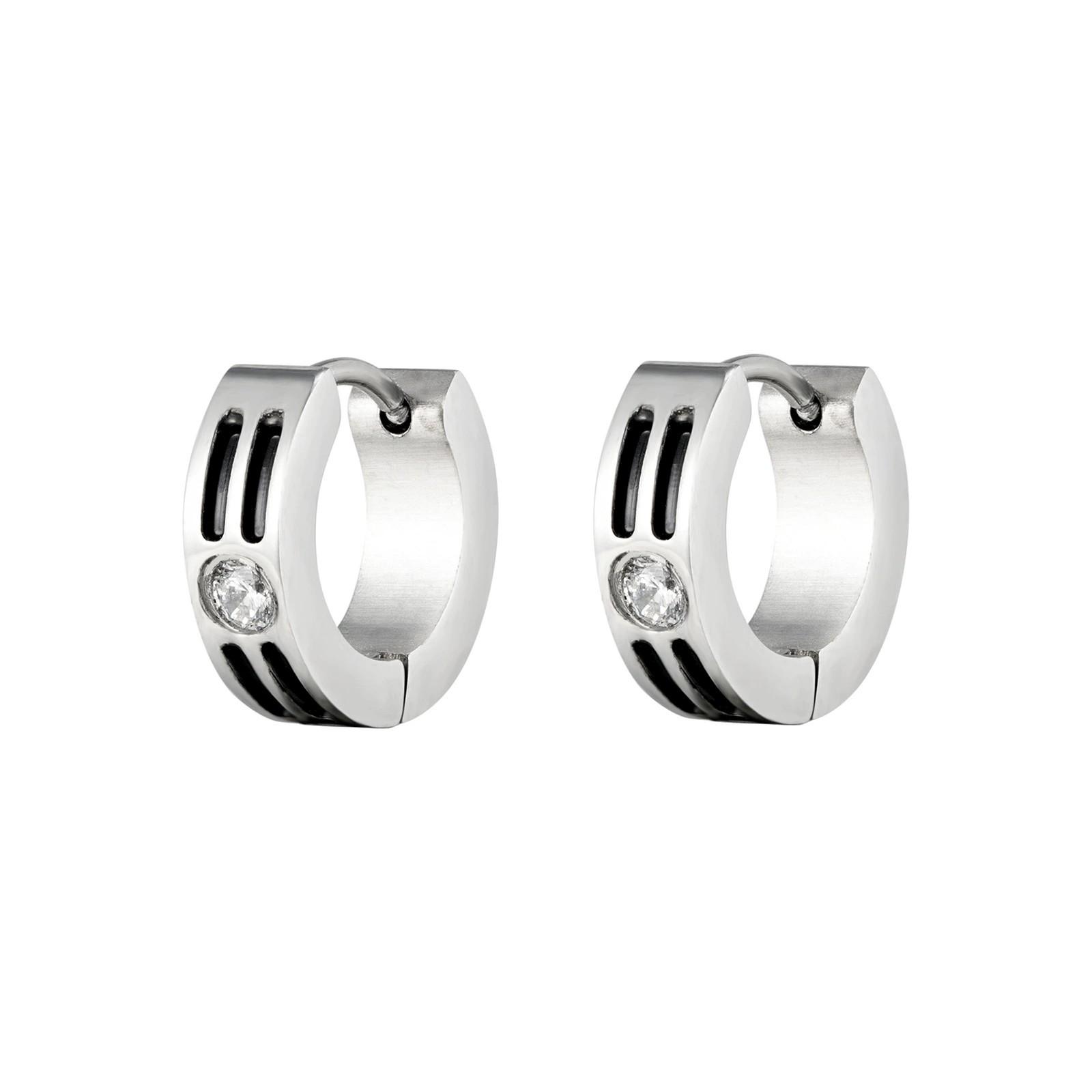 Fashion Jewelry Light Luxury Stainless Steel Simple Stripe Hoop Earrings for Women Eersatile Earring Jewelry Factory