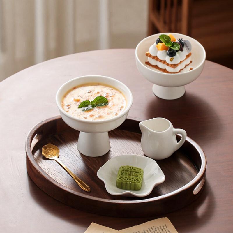 Japanese Style Ceramic High-Foot Dessert Bowl