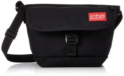 Authentic Nylon Messenger Bag with Flap Zipper XS MP1603FZP [Official] Pocket, Black,