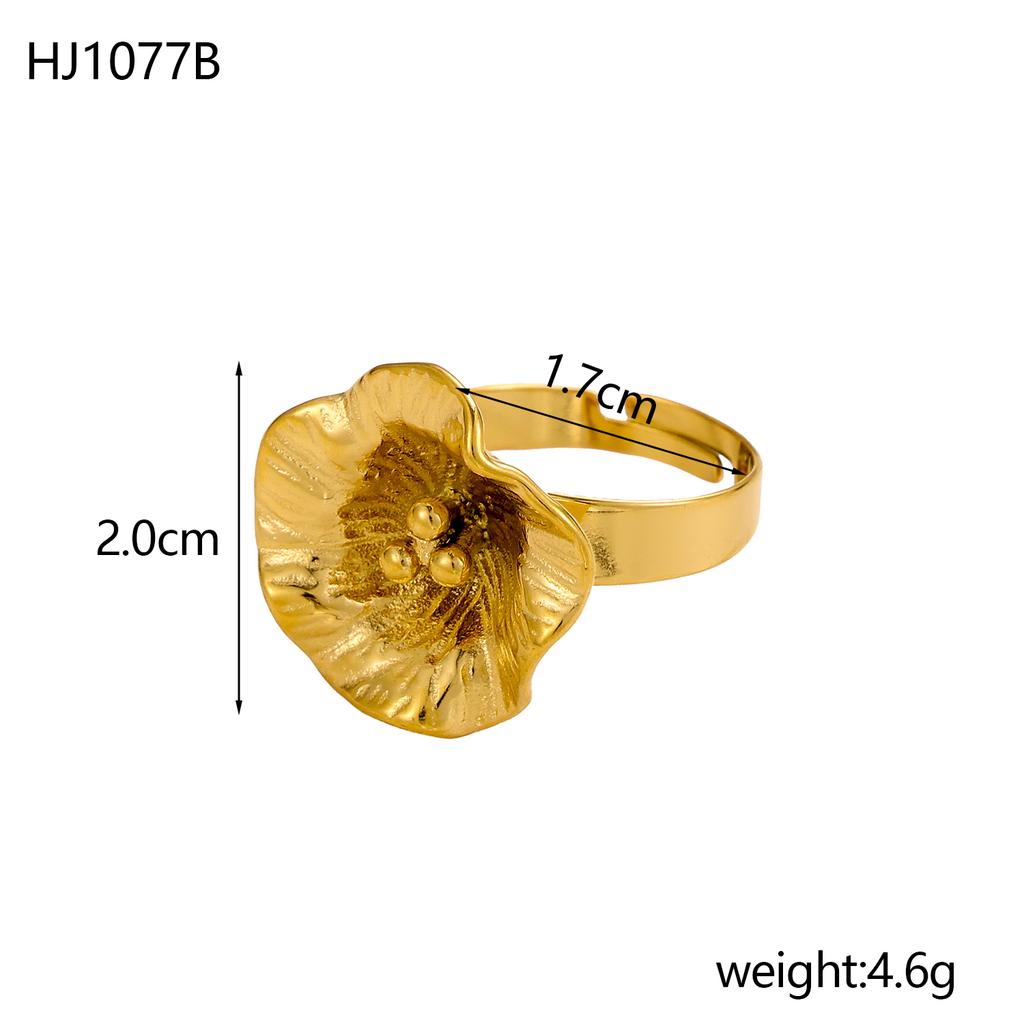 CARLIDANA New Gold-Plated Stainless Steel With Pearl Rings Jewelry Women Zircon Flower Butterfly Leaf Rings Adjustable Fashion