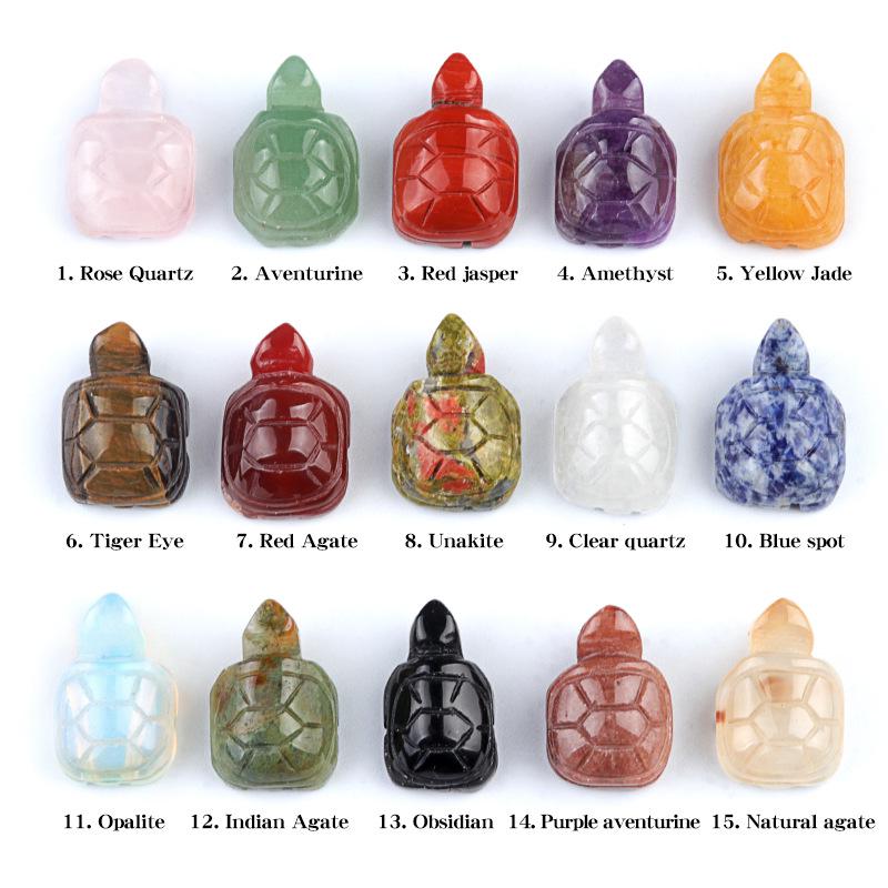 Turtle Crystal Agate Miniature: Hand-Carved Semi-Precious Stone Ornament