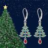 New Delicate Full Rhinestone Christmas Tree Hoop Earrings for Women Exquisite Crystal Water Drop Earrings New Year Party Jewelry