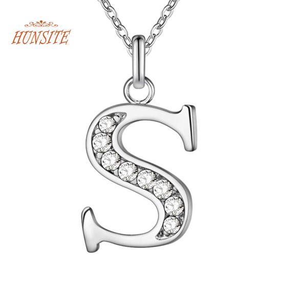 

Ожерелье Популярное серебряное покрытие Медь Английские буквы Rhinestone Подвеска-цепочка для вечеринки S серебряный