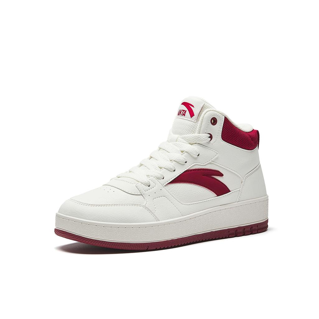 Anta Year One Casual Trend Sports Versatile Wear Resistant Lightweight High-Top Skate Shoes Men Sneakers White Red 912548083-1