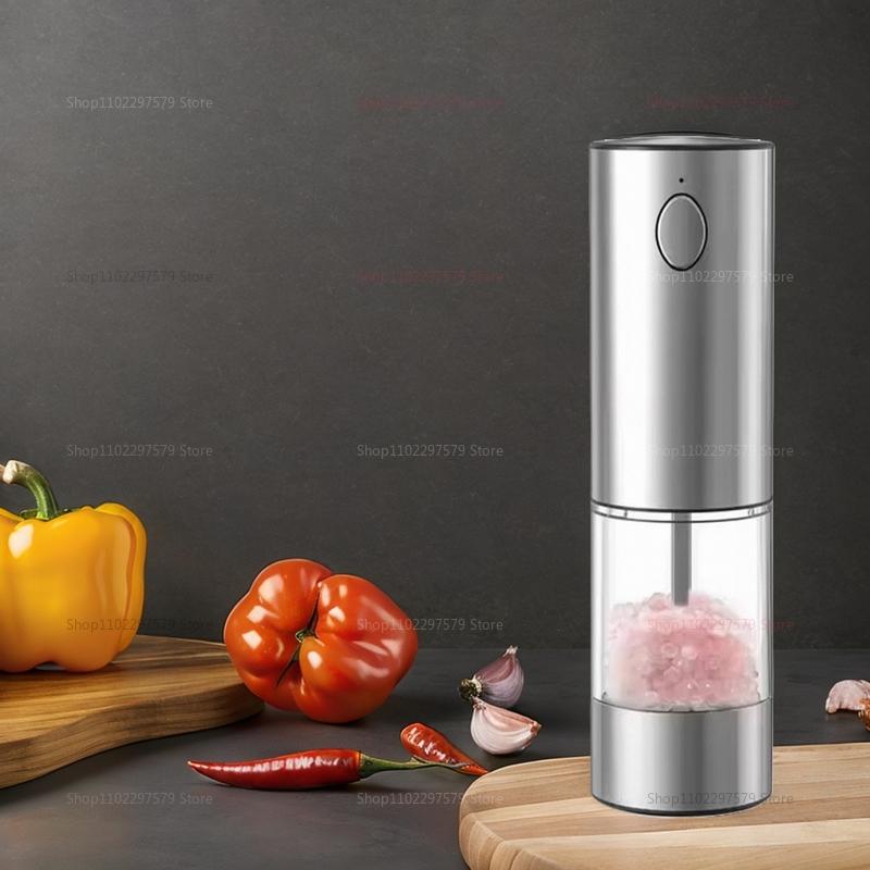 Electric Salt and Pepper Kit, USB Rechargeable Kitchen Household Appliances Stainless Steel Automatic Pepper Grinder