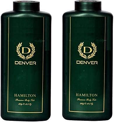 DENVER Hamilton Premium Body Talc- 300GM, Pack of 2 | Scented Talcum Powder for Men
