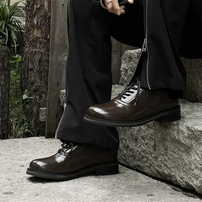 Fashion Luxury Brand Men's Thick Soled Business Work Soft Patent Leather Shoes Fashionable Wedding Oxford Leather Shoes All-match 35-48