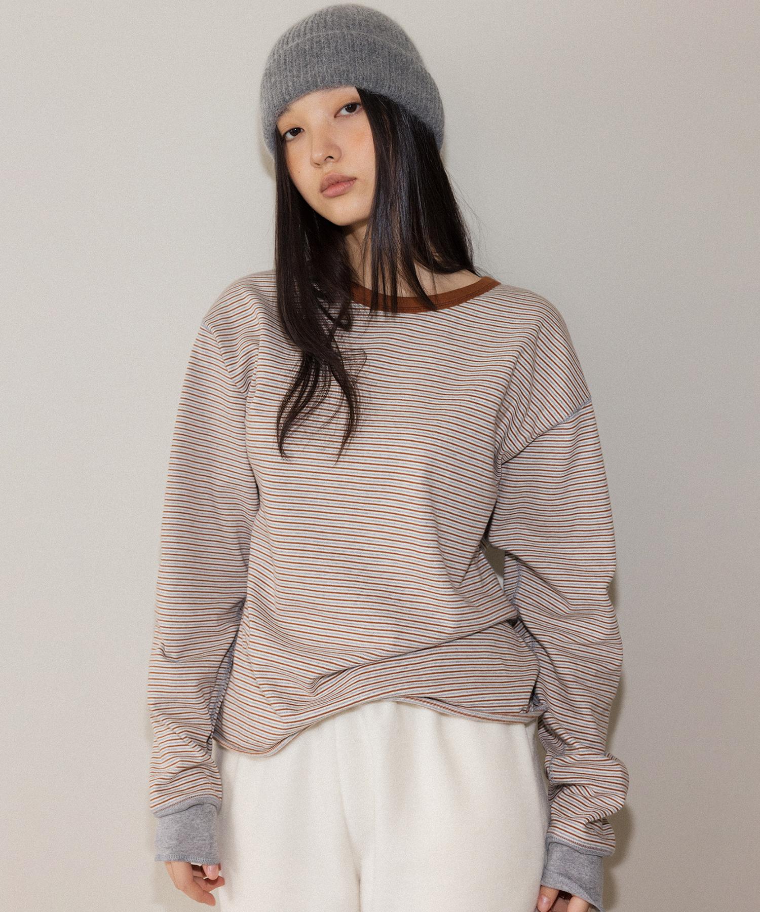 Annies Stripe Loose Long Sleeve (Brown) Brown