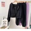 2024 Spring Hong Kong Style Women's Casual Three-Piece Sportswear Set: Long Pants, Zipper Hoodie, Camisole.