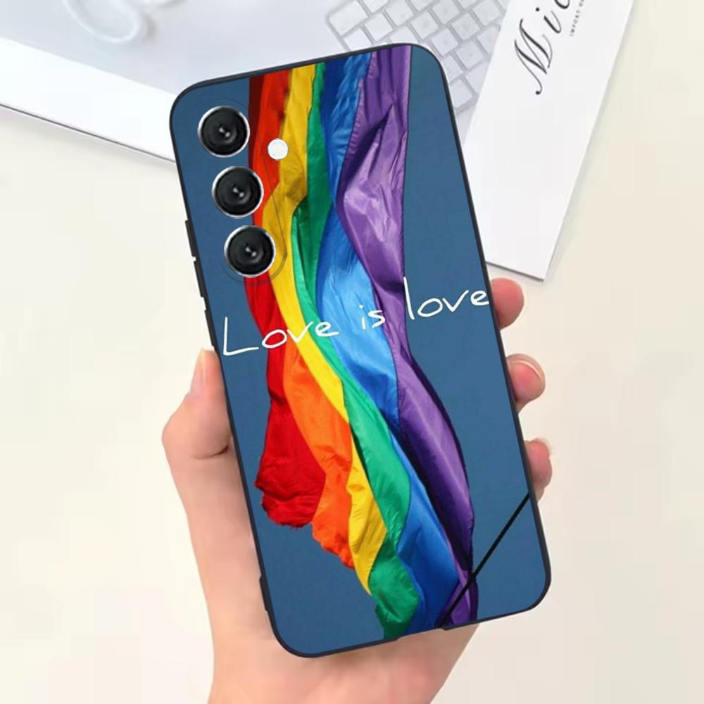 L-Lesbian LGBT Rainbow Pride Phone Case For Samsung Galaxy A13,A21s,A22,A31,A32,A52,A53,A71,A80,Soft Black Shell