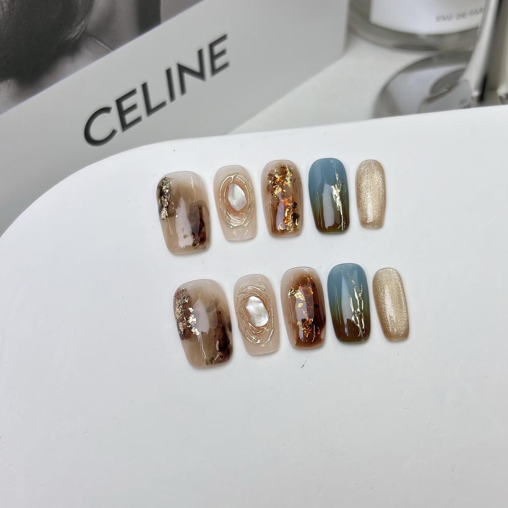 Handcrafted Short Wearable Nail Art Stickers - High-End Boutique False Nails