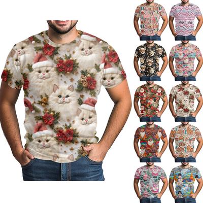 Jul Vuxen Jul Rundhals Kortärmad Roligt Tryck Söt Jul T-shirt