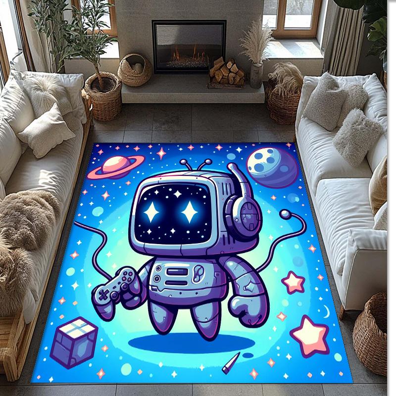 Astro Bot Crystal Velvet Rug, Soft Anti‑Slip Crystal Velvet Carpet for Living Room Bedroom Home Decor
