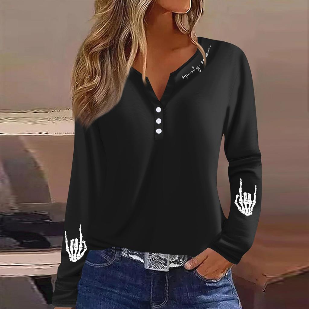 Women's T Shirt Tee Button Floral Print Long Sleeve Daily Weekend Fashion Basic V-Neck Regular Top