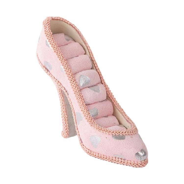 Dekorativer High Heel Schmuckhalter mit weichem Flanellfutter zur Aufbewahrung von Ringen und Ohrringen Ausstellungsständer