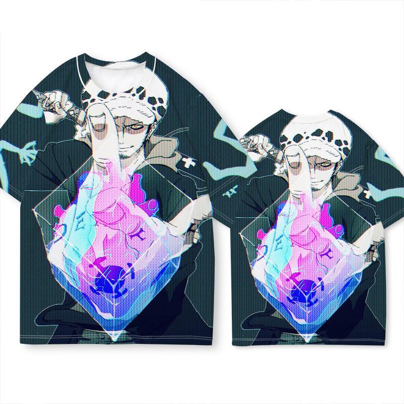 

15 Colors Women Men s T-shirts ONE PIECE Cartoon Printed O-Neck Oversized Short Sleeves Fashion Mens Clothing Streetwear XXS фиолетовый