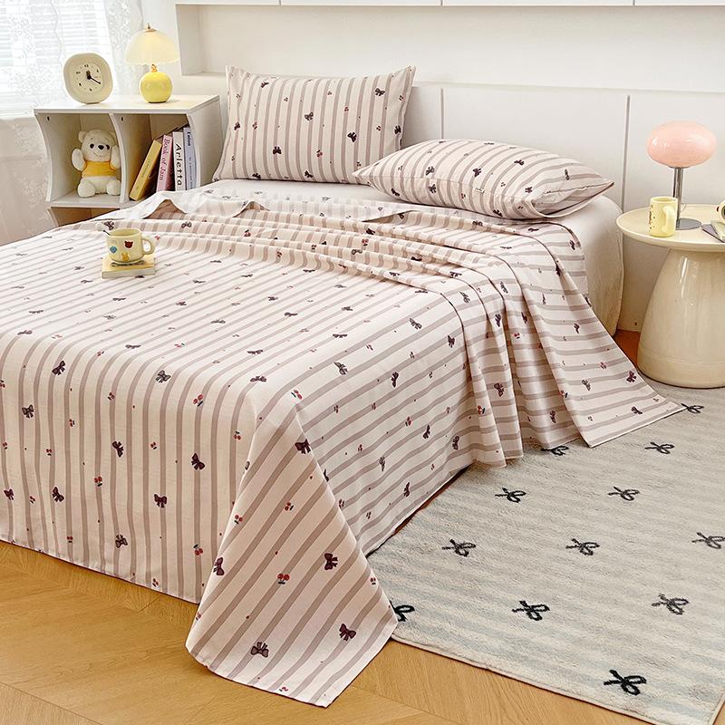 Class A Pure Cotton Thickened Old Coarse Cloth Bed Sheet Single Piece Student Dormitory Single Cotton Quilt 3pcs