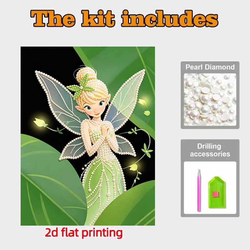 Disney Pearl Painting Peter Pan Tinker Bell 5D DIY Pearl Picture Crafts for Adults/Beginners Gift Ideas Home Decor