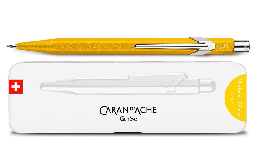 CARAN Mechanical Pencil 849 Color Matte X Yellow Metal Can Officially Imported D'ACHE MF0844-743 0.5mm
