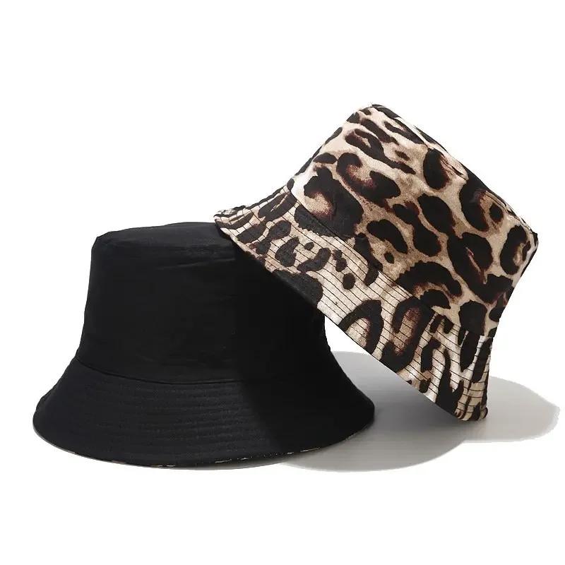 Spring and Summer Cotton Leopard Print Bucket Hat Fisherman Hat Outdoor Travel Sun Cap for Men and Women 87