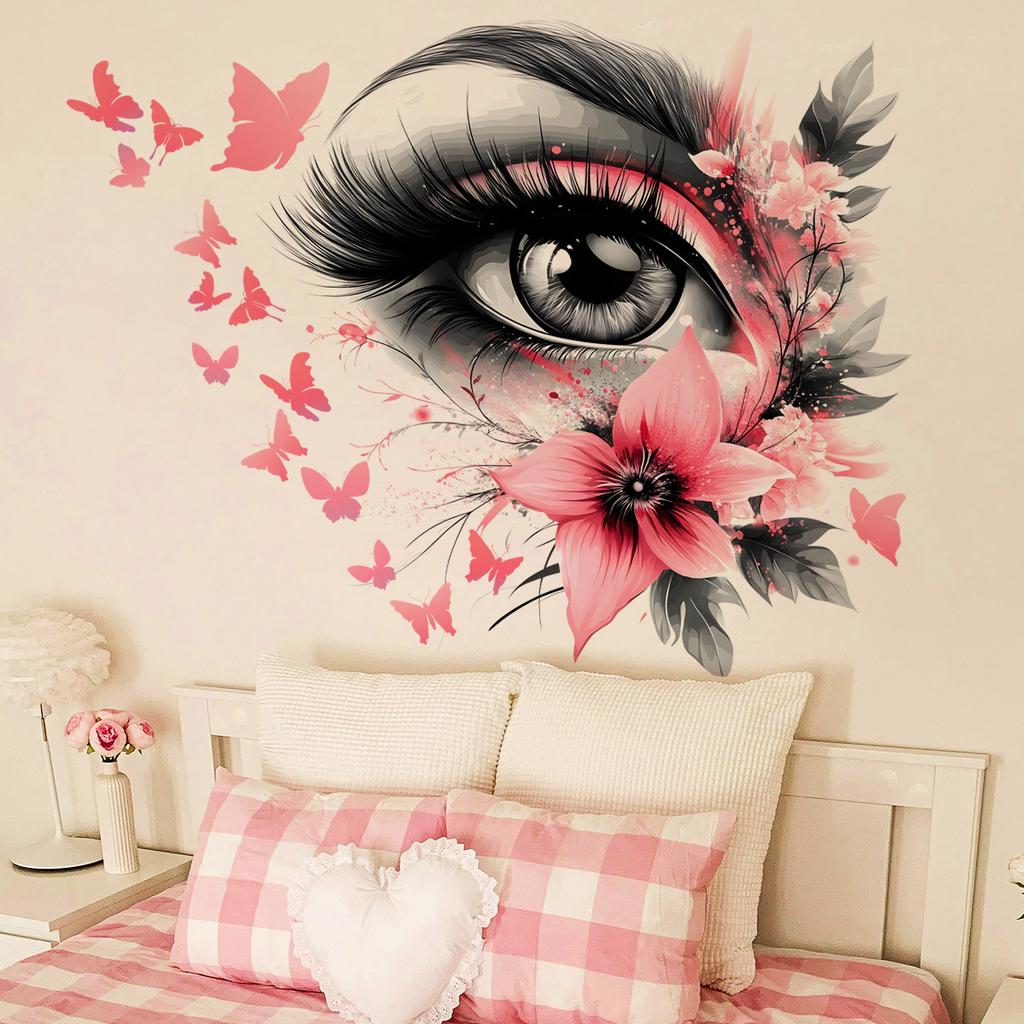 Art Flower Butterfly Eye Creative Wall Sticker Bedroom Living Room Home Atmosphere Decorative Wall Sticker Self-adhesive