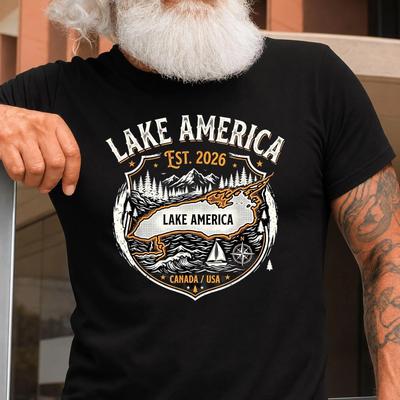 Lake America Funny Ontario USA Canada Graphic T-Shirt