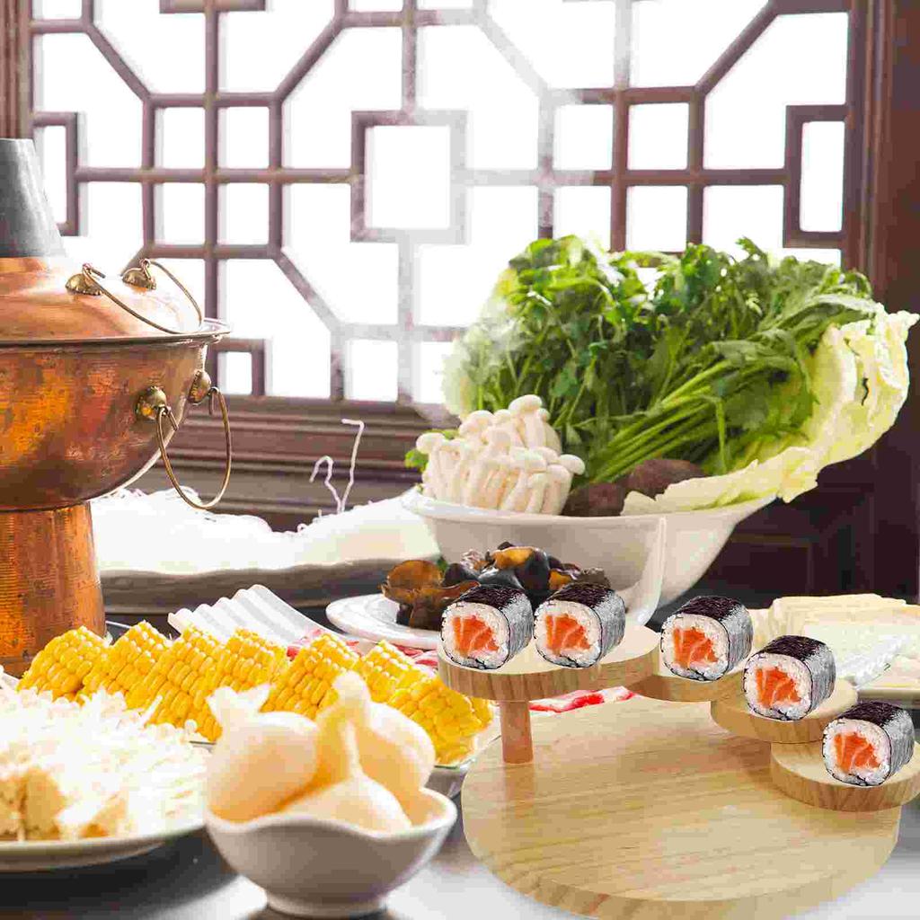 Sushi Boat Serving Tray Plate Rotating Wood Appetizer Plates Dinner Japanese Dishes