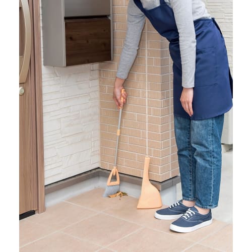 Nihon Clean Tech Compact Telescopic Broom and Dustpan Set, 10cm Wide x 47cm Long, Adjustable Length, Indoor/Outdoor Use, Entryway, Balcony, Orange