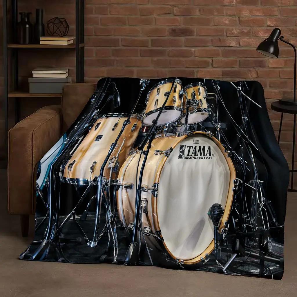 26 Style TAMA Drum Kit Drum Set Music Instruments Flannel Blanket,Ultra Soft Plush Throw for Home Bedroom Bed Sofa Cover Kids