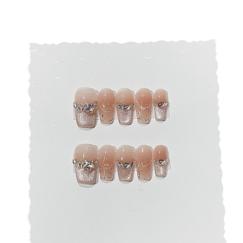 Spring Light-hearted Peach Pink Cat Eye Broken Diamond Flashing Gold Foil Sequins Wear Armor