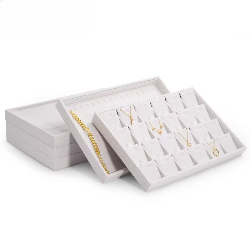 Vassoio Espositore per Gioielli in Lino Francese, Vassoio Espositore per Collane Pendenti Anelli Braccialetti per Boutique