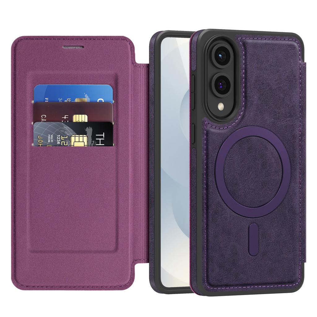 All-Inclusive Flip Case For Samsung Galaxy S25 Edge Magsafe Embossed PU Leather Card Slot Cash Pocket Soft Cover