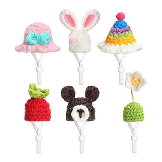 1 Set Goose Statue Mini Knitted Hat with Adjustable Strap Desktop Goose Crochet Cap