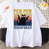 Pew Madafakas Black Cat Print Male Cotton Tee Clothing Personality Vintage Cotton TShirts Casual Trend Tops Unisexs Short Sleeve
