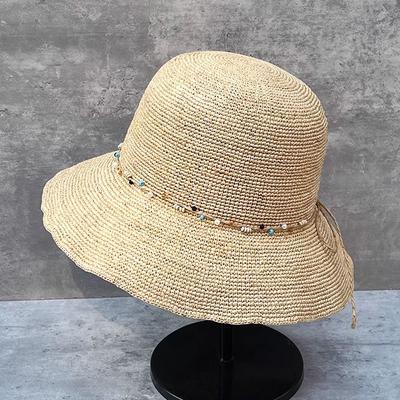 Spring And Summer Vacation Ethnic Style Lafite Grass Hand-Woven Big-Brimmed Sun Hat Women'S Foldable Casual Straw Hat Basin Hat