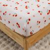 3-teilig Kirsche Kleine Rote Blume Spannbettlaken Kawaii Bettwäscheset 100% Polyester 1 Spannbettlaken 2 Kissenbezüge Geeignet für Erwachsene/Kinder
