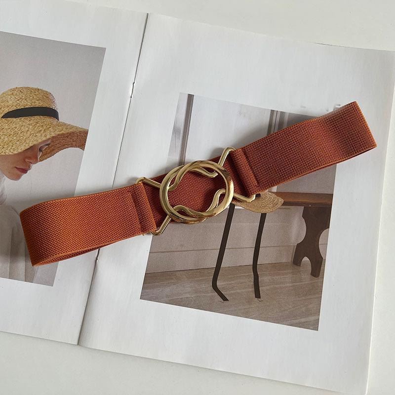 Wide Belt Women'S Simple With Dress Coat Decoration Black Belt Women'S Elastic Elastic Waist Seal