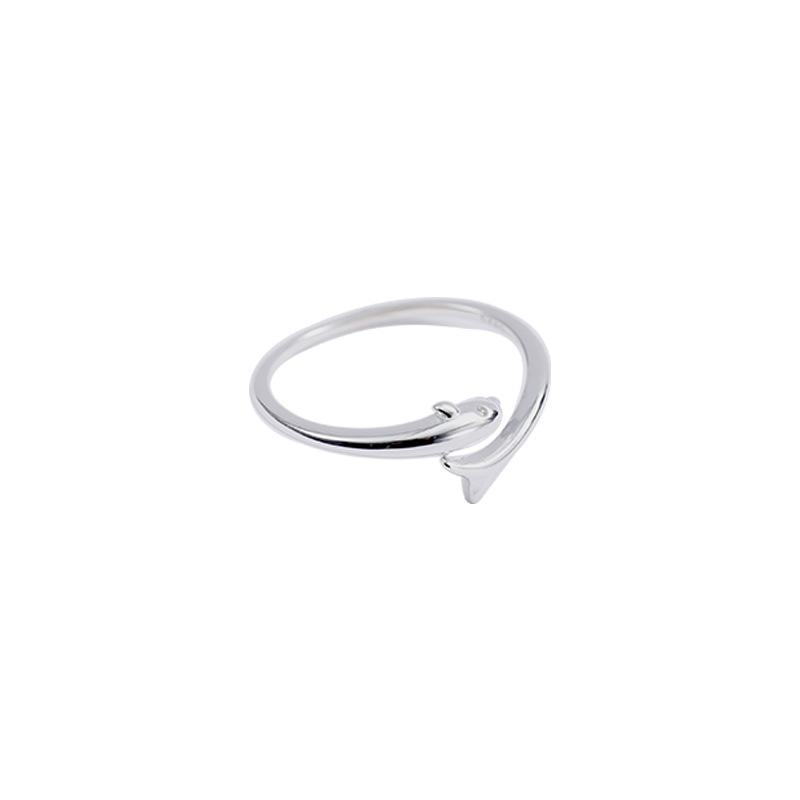 Banyan Tree S925 Sterling Silver Korean Polished Dolphin and Fish Open Ring