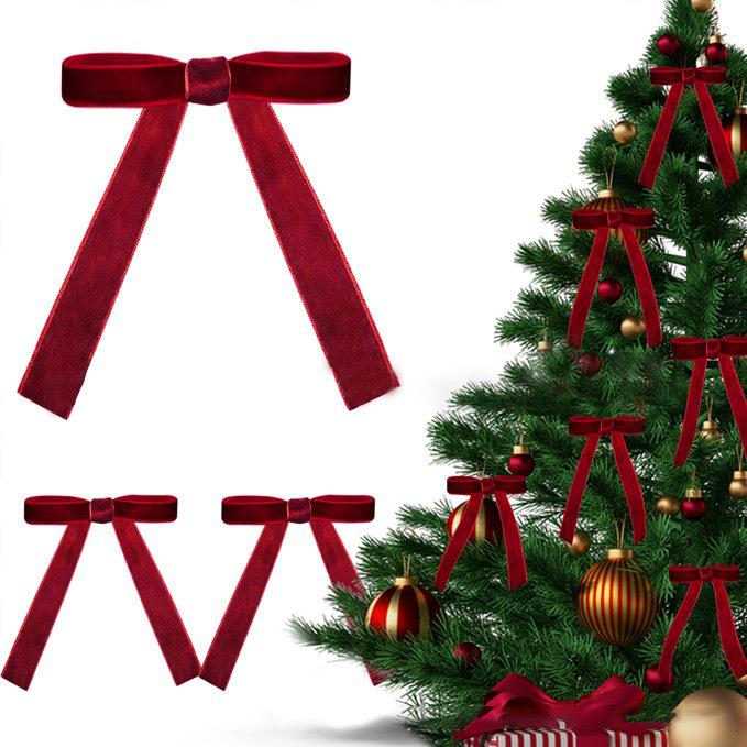 Velvet Bow Pendant Christmas Tree & Wreath Ornament - 2.5cm