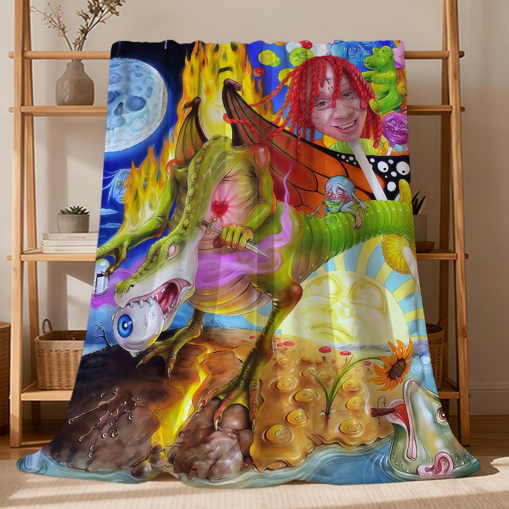 Singer Cool Pop Art T-Trippie R-Redd Flannel Soft Warm Plush Blanket Sofa Living Room Pet Hogar Bedroom Gift Home Car Portable